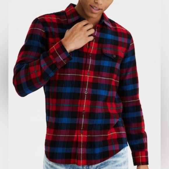 AEO SERIOUSLY SOFT FLANNEL SHIRT XL - Picture 2 of 12